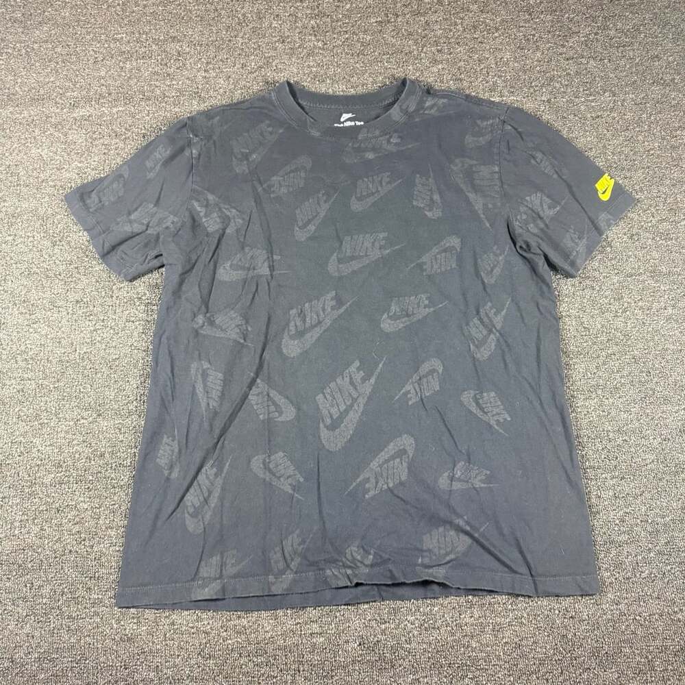 Nike All Over Print Logo Graphic T-Shirt Size L Black